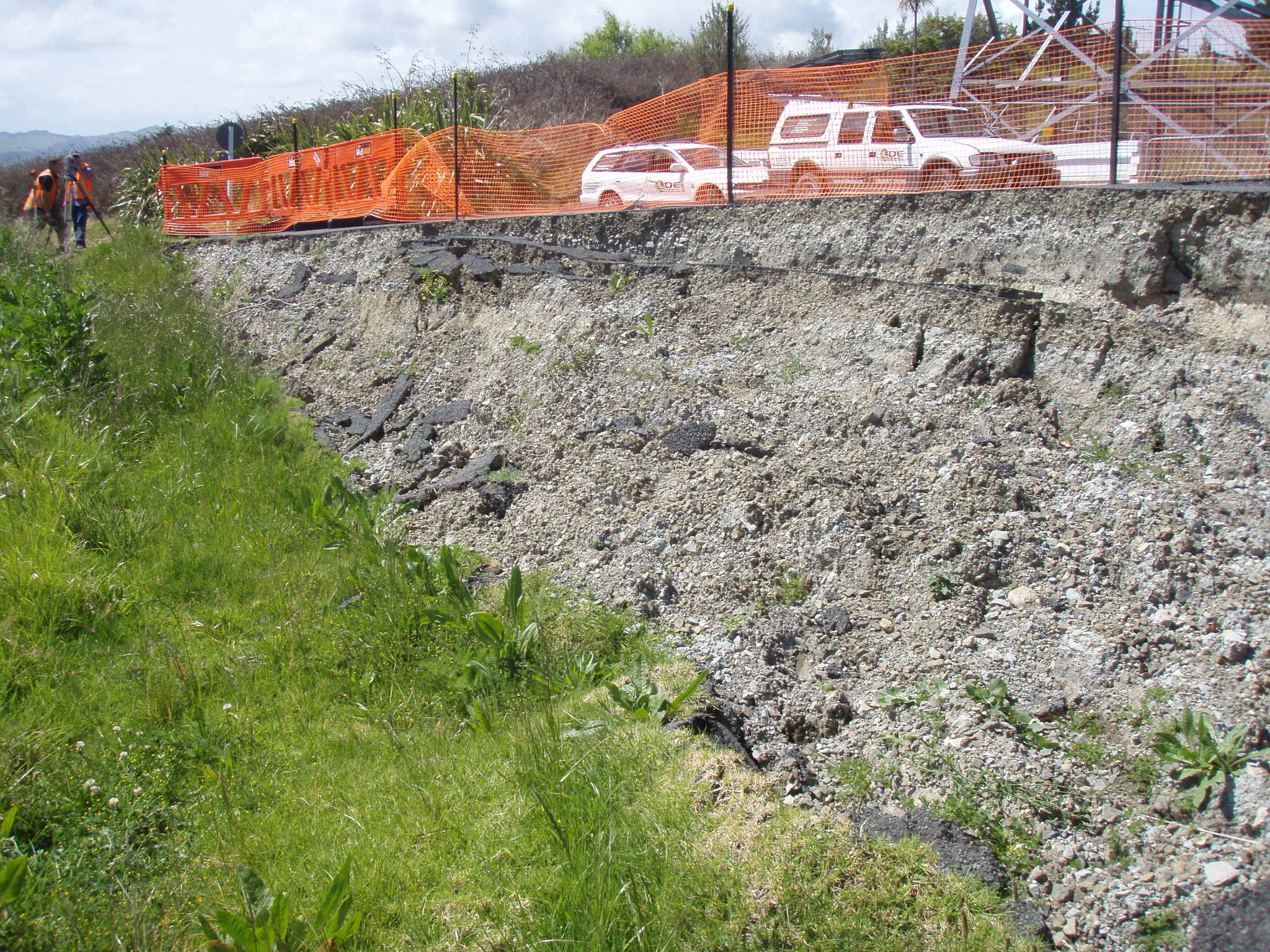 a road and a landslide