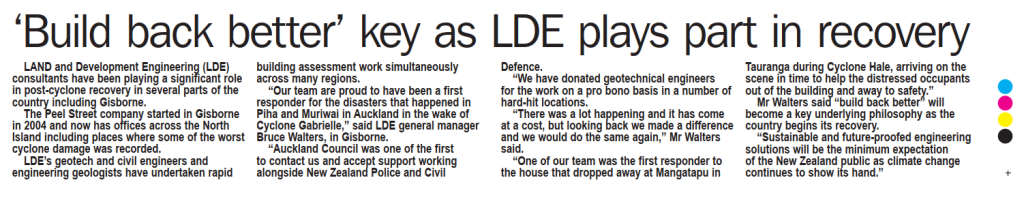 newspaper article about building back better post-cyclone