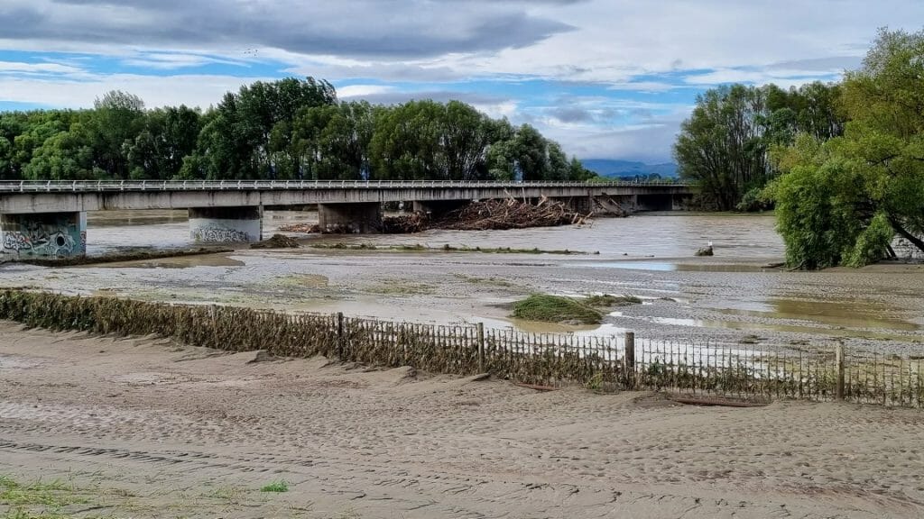 A bridge over a river post-cyclone