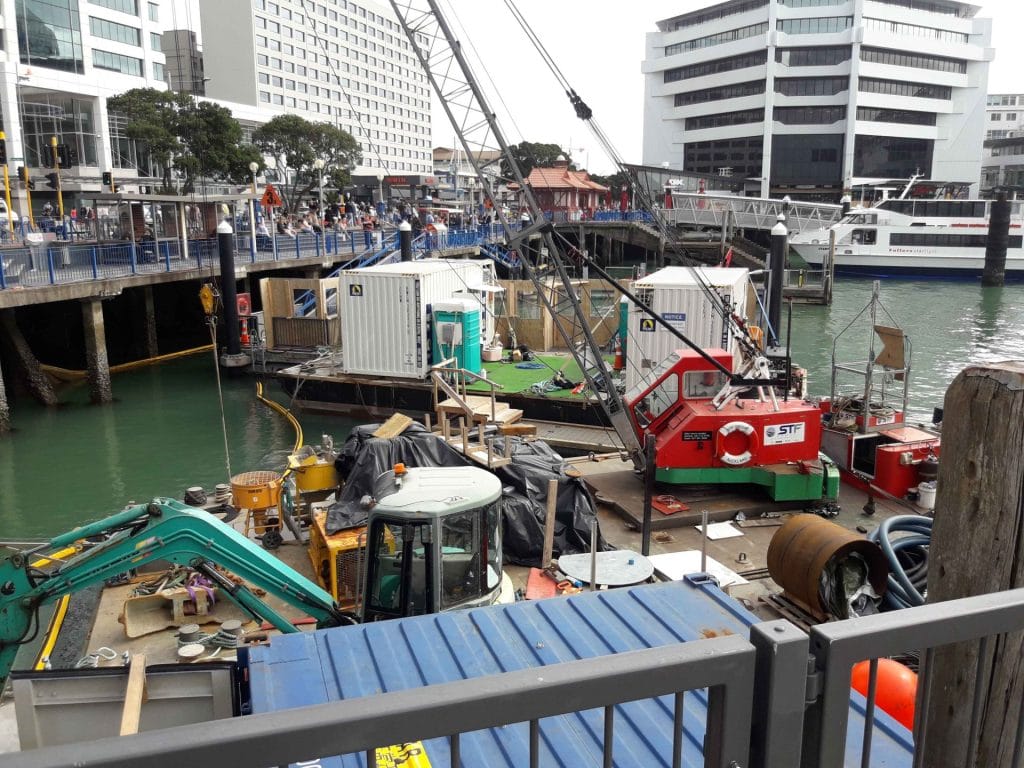 construction equipment near water