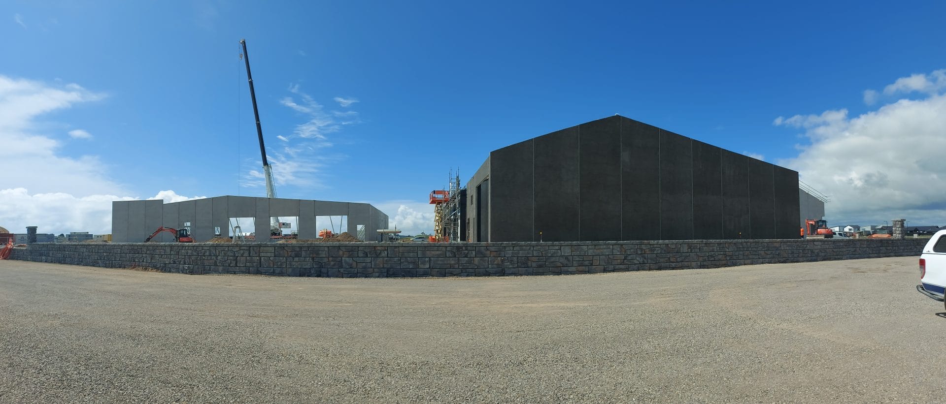 A building with a concrete wall