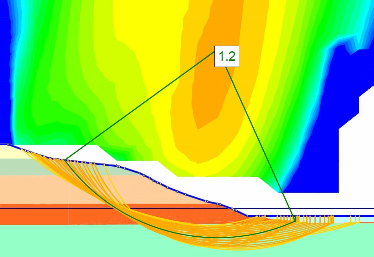 Computer generated diagram showing geotechnical investigation test results